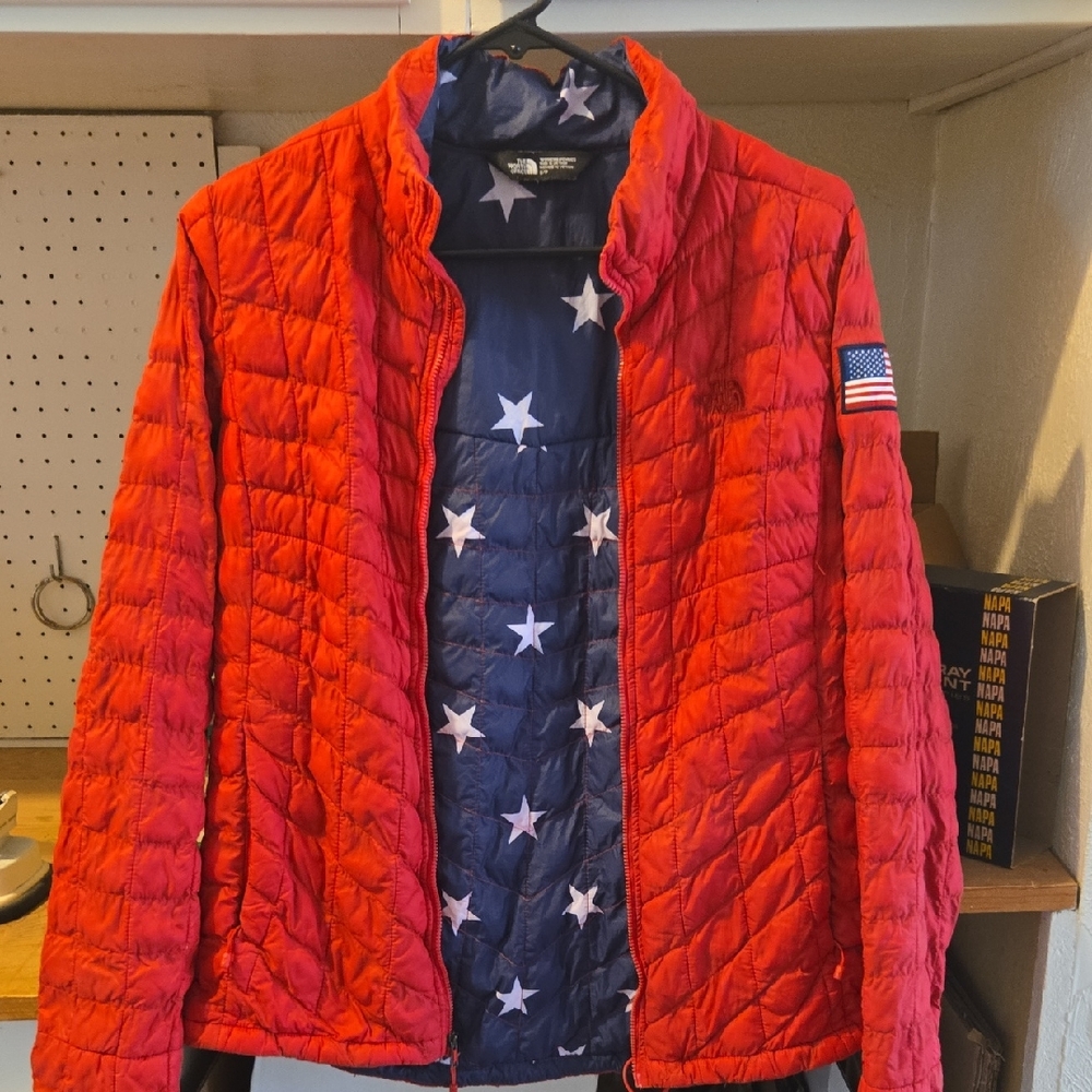 The North Face Crimson Quilted Jacket with Star Interior